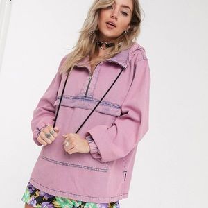 ASOS pink washed denim hoodie
